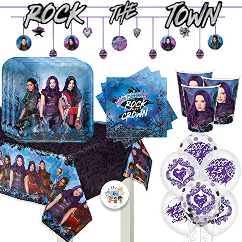 Descendants 3 Birthday Party Supplies Pack for 16 With Plates, Napkins, Cups, Tablecover, Balloons, Banner, and Pin - Thumbnail 6