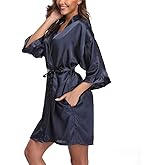 Women's Satin Kimono Robes Bridesmaid Wedding Robes Silky Bathrobes Summer Loungewear