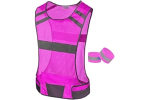 247 Viz Reflective Running Vest for Women & Men,High Visibility Reflector Vest with 2 Bands,Lightweight & Comfy Running Gear
