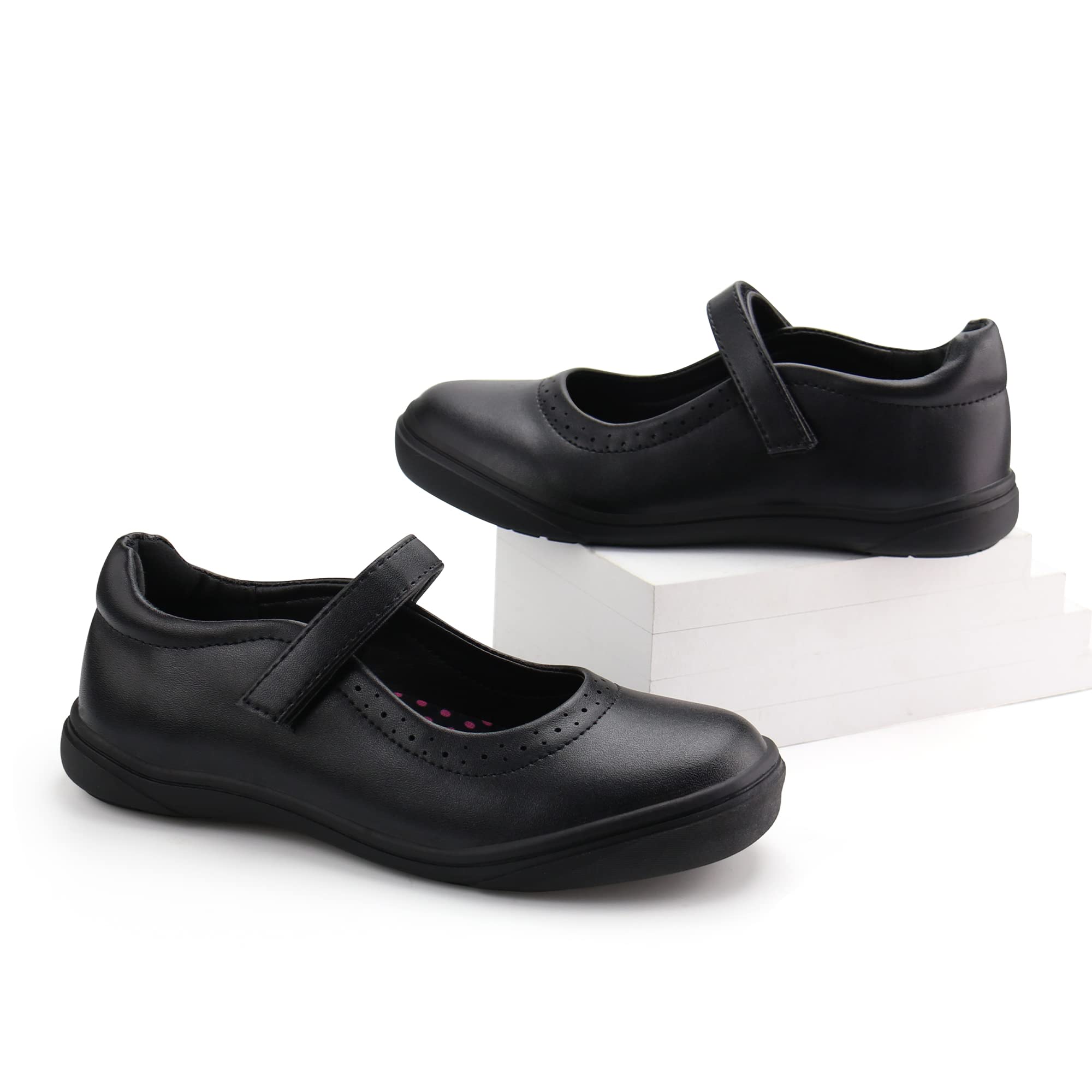 JABASIC Girls Mary Jane Flats School Uniform Dress Shoes