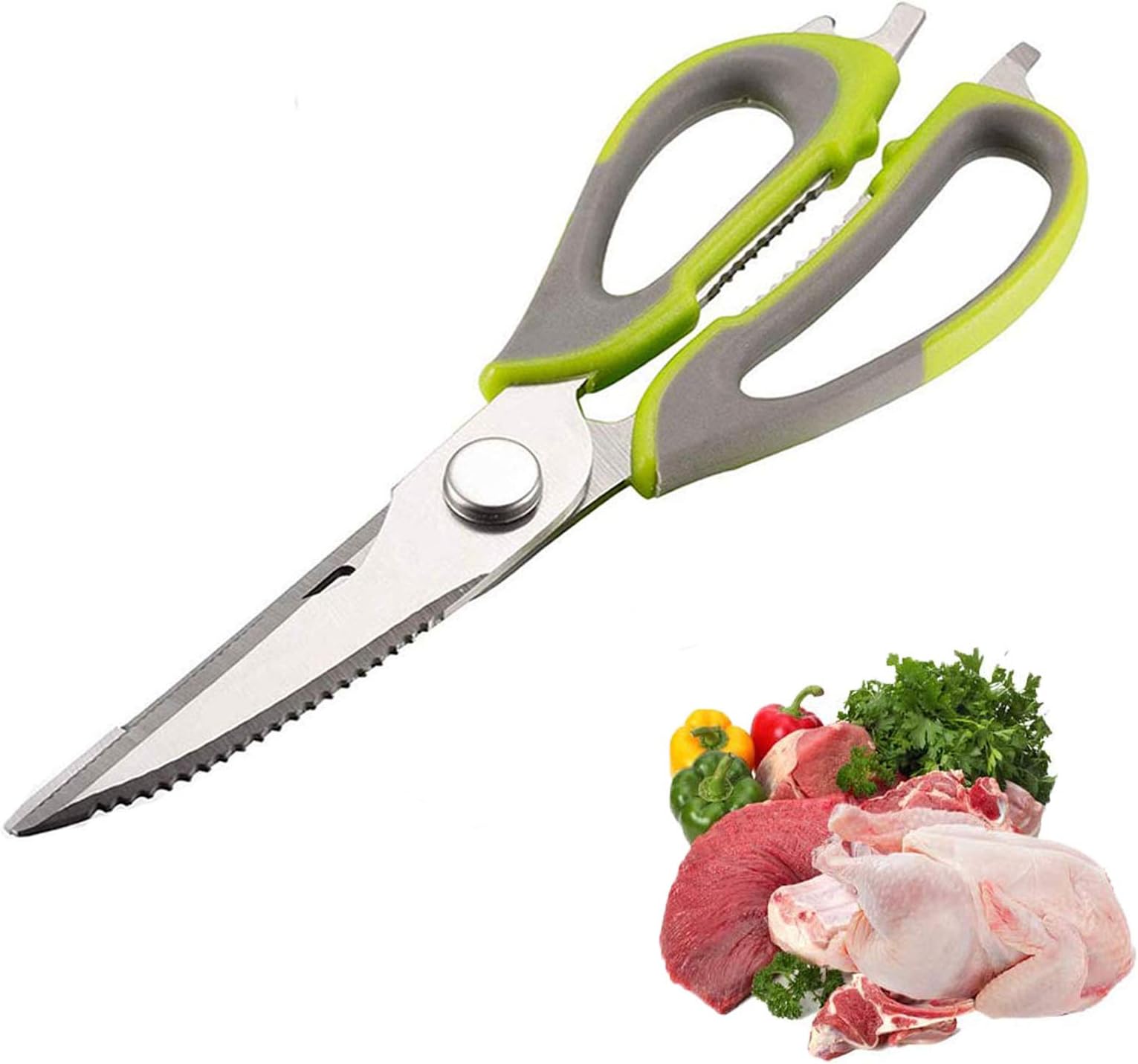 Panlom Heavy Duty Kitchen Scissors 6 in 1 Multi-Purpose Utility Detachable Chicken Shears for Meat Poultry Fish Bones BBQ Dishwasher Safe