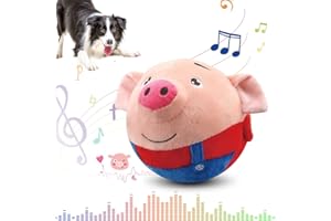 MUCPAD Active Moving Pet Plush Toy,2025 New Small Dog Toys,Puppy Dog Toys to Keep Them Busy,Dog Squeak Toys,Interactive Dog Toys,Plush Toys for Dogs, Talking Moving Dog Ball Toy (Red Pig)