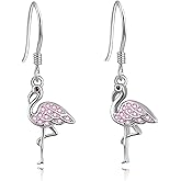 TANGPOET Flamingo Earrings Gifts for Women 925 Sterling Silver Flamingo Dangle Drop Earring Hypoallergenic for Sensitive Ears Flamingo Jewelry for Birthday Christmas Valentines Mothers Day