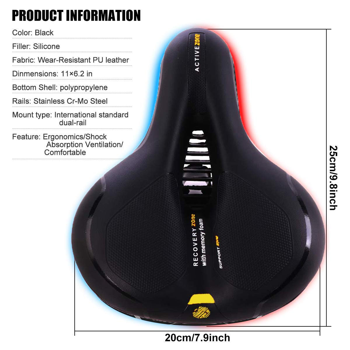 Option Bike Seat, Bicycle Saddle Comfortable Soft Wide Road Bike Gel Saddles,Breathable Mountain Bike Seat,Suitable for MTB Mountain Bike,Road Bike,Spinning Bike, for Men and Women(Yellow)