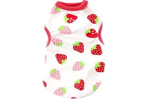HRTTSY Small Dog Shirt Cute Puppy Cat T Shirt Clothes Soft Cotton Sleeveless Tee Shirts for Small Dogs Cats Summer Doggy Vest Tee Shirt Chihuahua Yorkie Shih Tzu Pet Apparels(Red Strawberry,S)