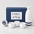 JapanBargain 4682, Porcelain Sake Set Authentic Japanese Saki Set Sake Bottle and Cups Set, Made in Japan (Snake Eye)