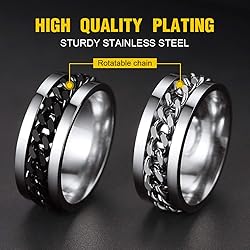 Anxiety Ring for Women Men Size 7 Stainless Steel