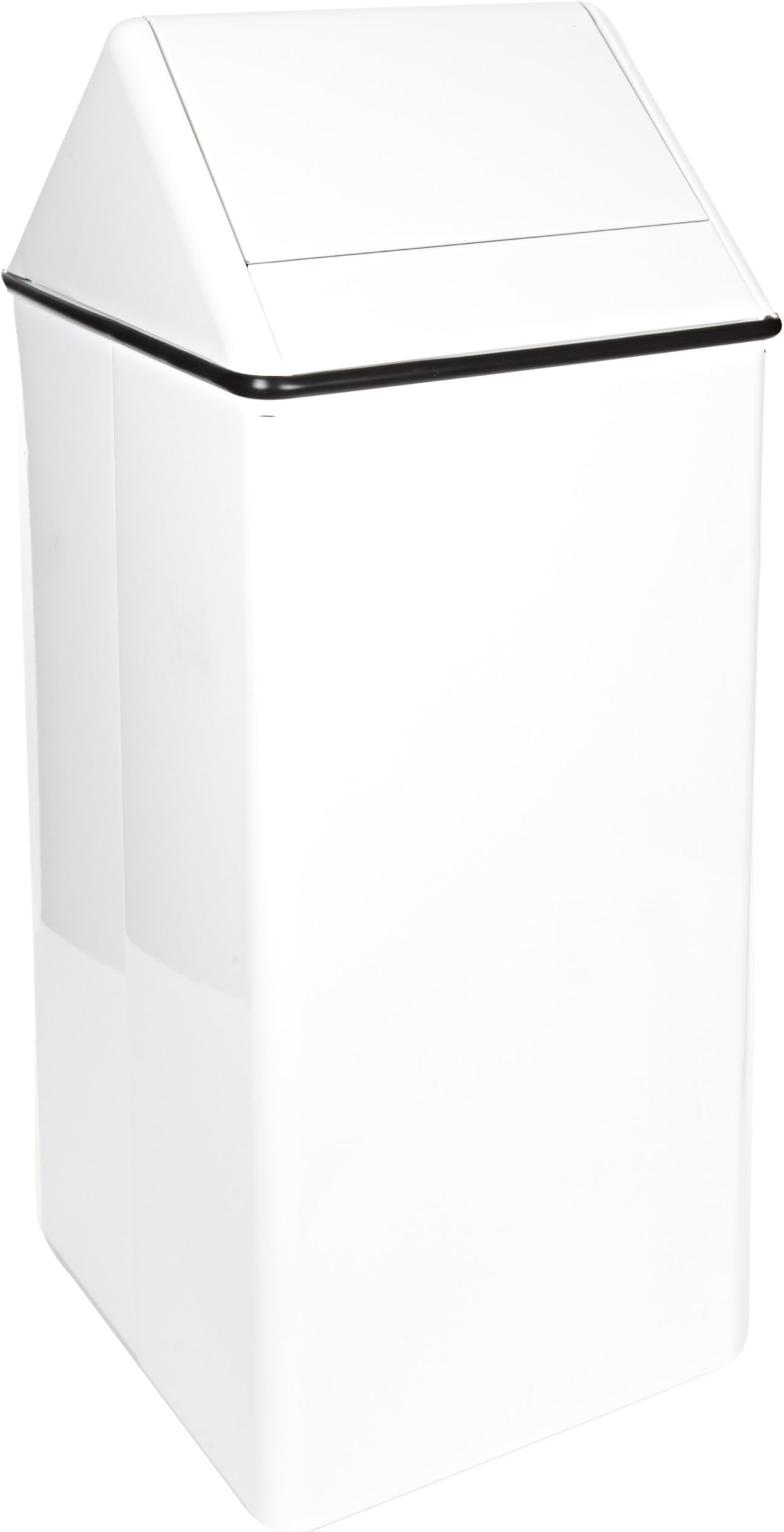 Witt Industries 1411HTWH Stainless Steel 21-Gallon Waste Watcher Hamper and Swing Top Receptacle, Square, 15" Width x 15" Depth x 38" Height, White