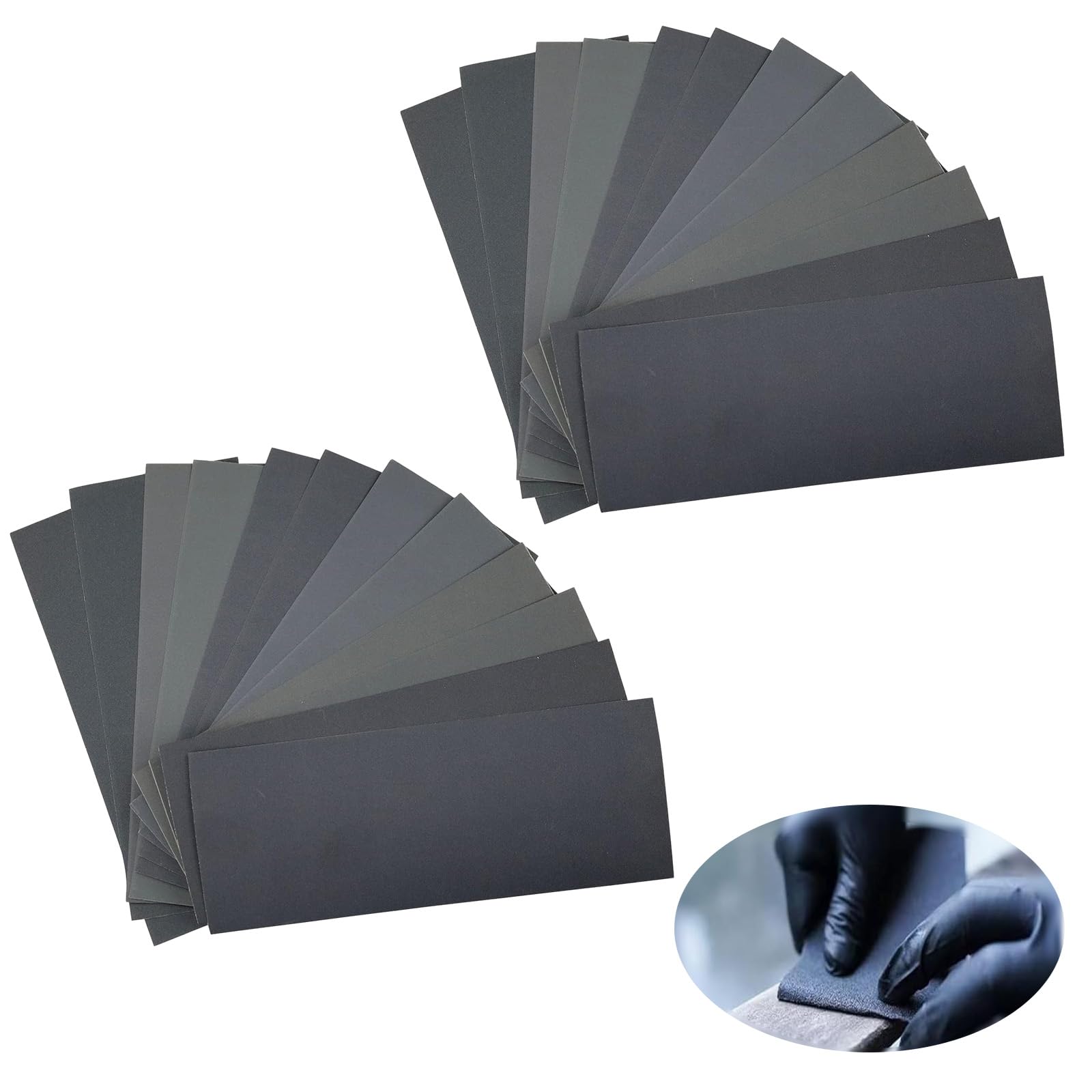 Assorted Grit Sandpaper Sand Paper Variety Pack Sandpaper 24 Pcs Sandpaper, 4.52" x 5.51" Emery Paper, Wet and Dry Sanding Paper, Waterproof Abrasive Emery Sanding Paper Sheetsl (120 to 3000 Grit)