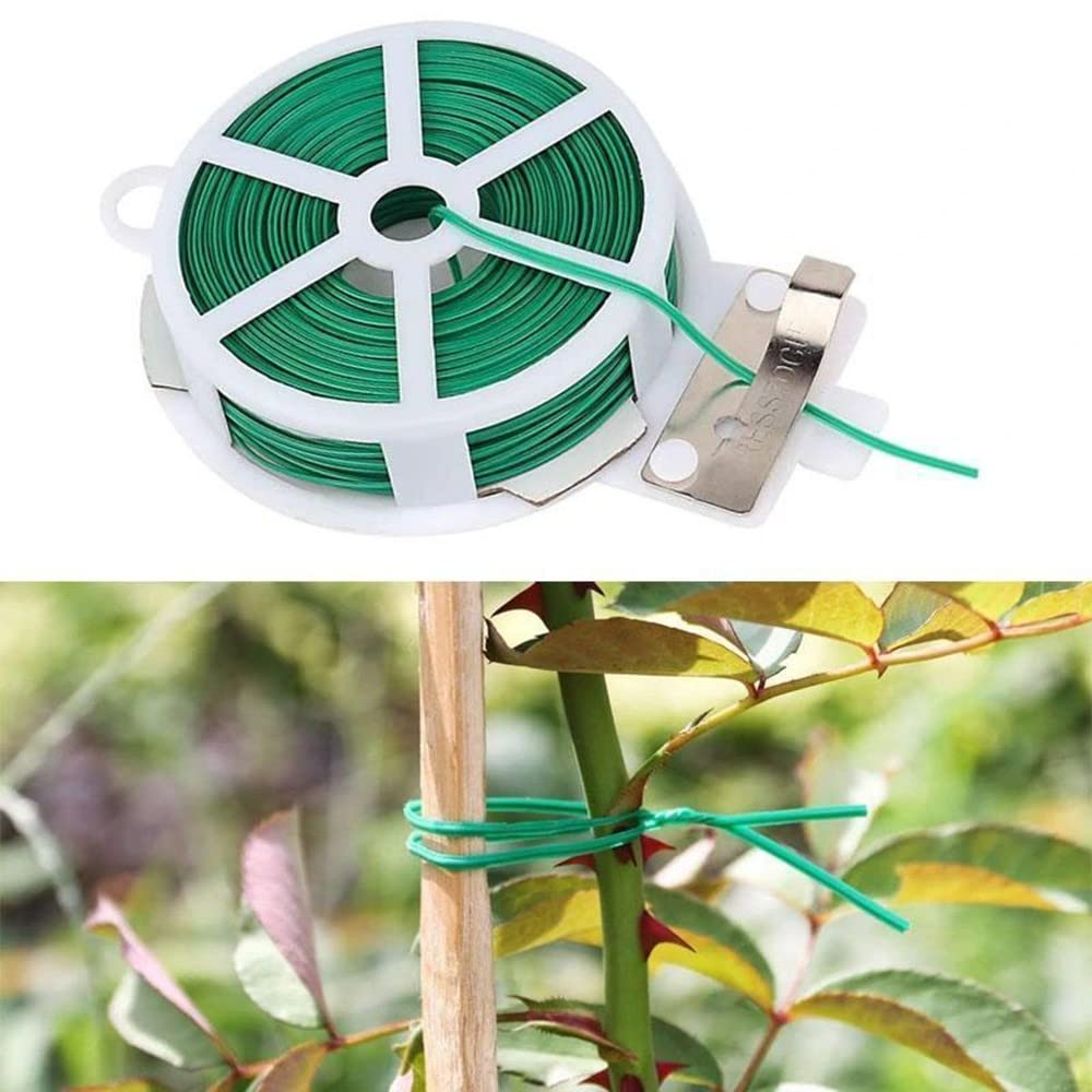 BigTree [100 Meters] Garden Tie Wire 328 Feet Pack of 2 Green Twist Ties with Thread Cutter Flexible Garden Ties Vines Support for Climbing Plants Shrubs Flowers Cable Organization Bag Seal
