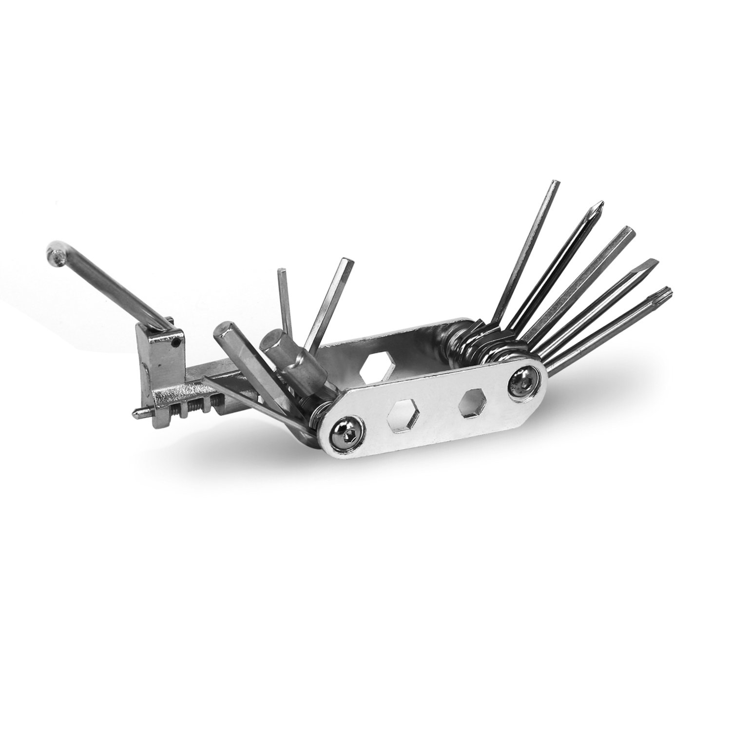 Portable Bike Bicycle Cycling Mechanic Repair Tool Kit- 14 in 1 Multi-function-Silver-SCS ETC