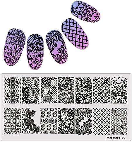 1 Pc Lace Rectangle Stamping Plate Nail Art Stamp Template Butterfly Flower Design Image Plate 126cm Nails Beauty Supplies