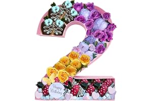 DYLCYPHERIA 12inch Cardboard Number Fillable Food Tray Box for Charcuterie, Cupcake Arrangement,Birthday Anniversary (Pink 2)