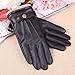 WARMEN Mens Touchscreen Texting Winter PU Faux Leather Gloves Driving Long Fleece Lining Black - Wool/Cashmere Blend Cuff (9, Black (Touchscreen))