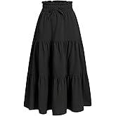 SweatyRocks Girl's Casual Solid Drawstring Waist Ruffle Hem Midi Skirt A Line Skirts