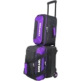 DREAMZA Single Ball Bowling Roller Bag with Wheels for 1 Ball &amp; Shoes | Deluxe Rolling Bowling Bag for 1 Ball, Built-in Molded BallCup, Detachable Inner bag, Multi Pockets, 40" Retractable Handle