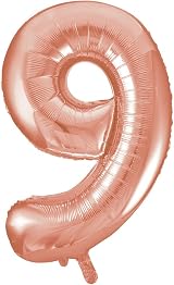 Unique Rose Gold Number 9 Shaped Large Foil Balloon 86cm