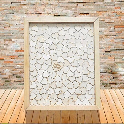 Personalised Wedding Guest Book Rustic Drop Top Box Wedding Alternative Signature GuestBook 40x50 CM with 150 Pcs Wooden Hearts