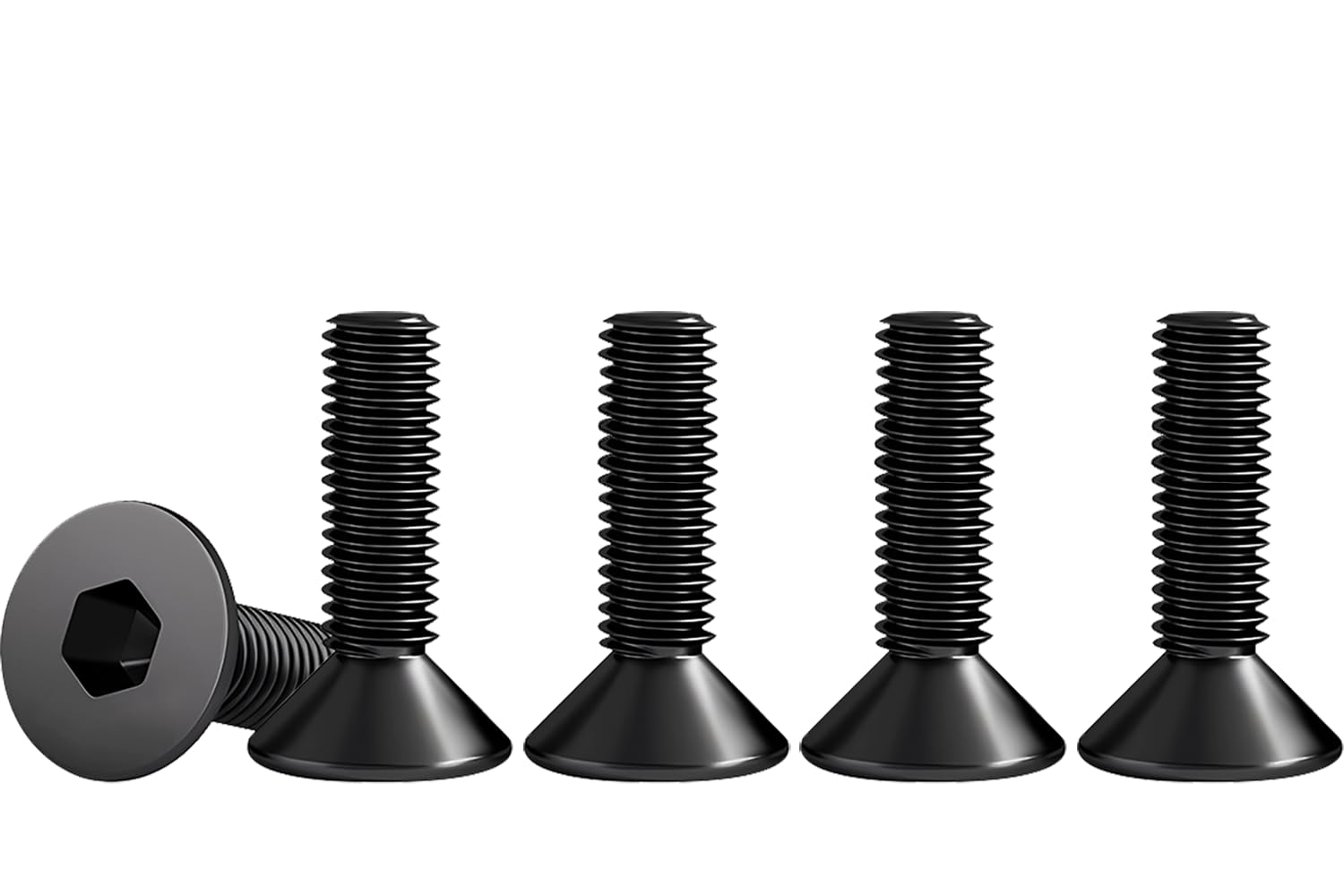 Drenky 50 Pcs M4 Bolts, Black Socket Screws M4 X 16mm 304 Stainless Steel Hex Socket Countersunk Bolts DIN 7991 / ISO 10642 Fully Thread Machine Screws Rustproof Flat Head Hex Socket Cap Screws — image 1