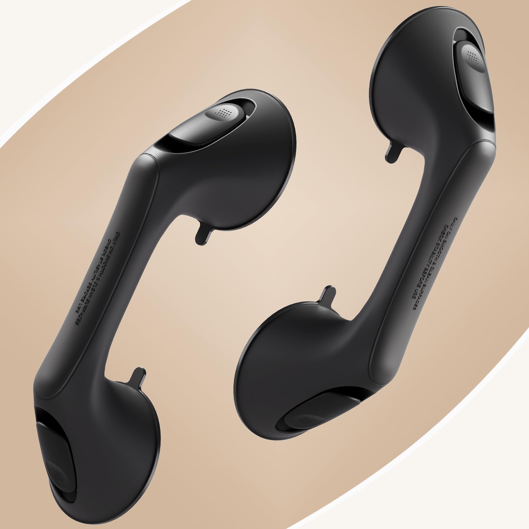 Photo 1 of ABLECARE 2 Pack 12 Inch Grab Bars for Bathtubs and Showers for Seniors, Heavy Duty Shower Handle for Elderly, Suction Cup Removable Handrails Handicap Bath Grip Bathroom Safety Grips ?Black?