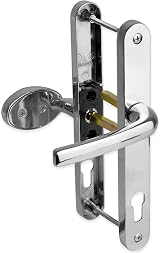 Avocet uPVC Door Handle 92/62mm PZ 210mm Backplate Sprung Chrome view 1