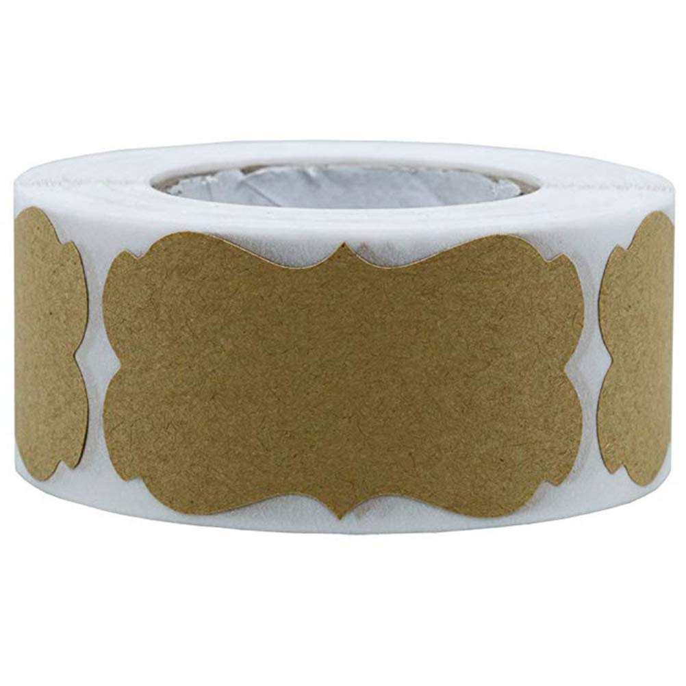 NUOBESTY 300 Pcs Kraft Paper Blank Label Stickers Adhesive Packaging Sealing Labels Writable Tag Stickers for Craft Bottle Jars