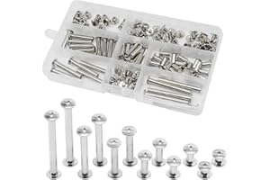 Ruidee 140 Pcs/70 Set Chicago Screws M5 Stainless Steel Binding Screw Post Leather Screws Metal Nail Rivet Chicago Button for