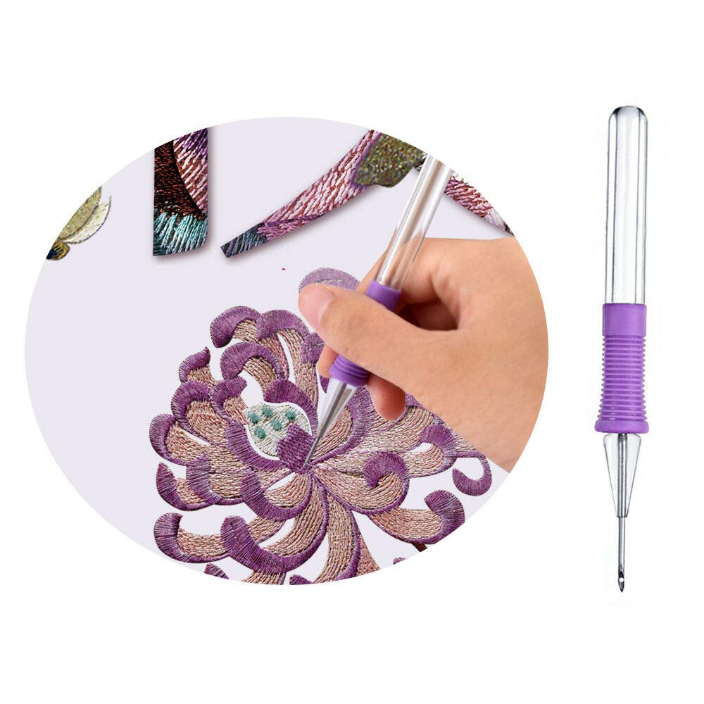 Magic Embroidery Pen Punch Needle Embroidery Patterns Punch Needle Kit Craft Tool Embroidery Pen Set, Threads for Sewing Knitting DIY Threaders
