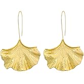 Vavhoo Fashion Gold Silver Ginkgo Leaf Drop Dangle Earrings Fall Maple Leaf Pendant Earrings Jewelry