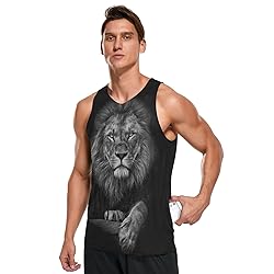 JHKKU Men's Lion Tank Top Graphic Sleeveless Shirt