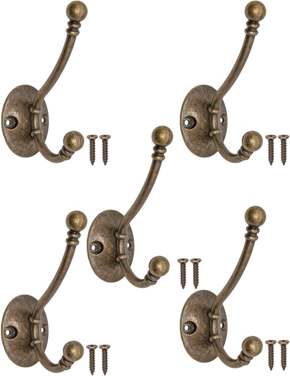 Fuxxer® 5 x Classic Iron Hooks Wall Hooks 90 x 62 mm Bronze Set of 5, 90 x 62 x 35 mm - Image 3
