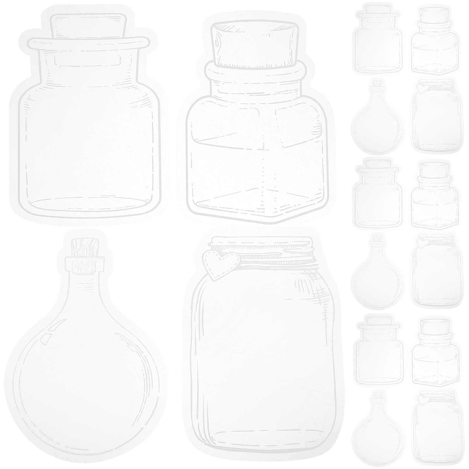 NUOBESTY Transparent Bottle Shape Sticker Pack 50 Pcs for DIY Scrapbook Diary Decorative Crafts Journal Planner Accessories