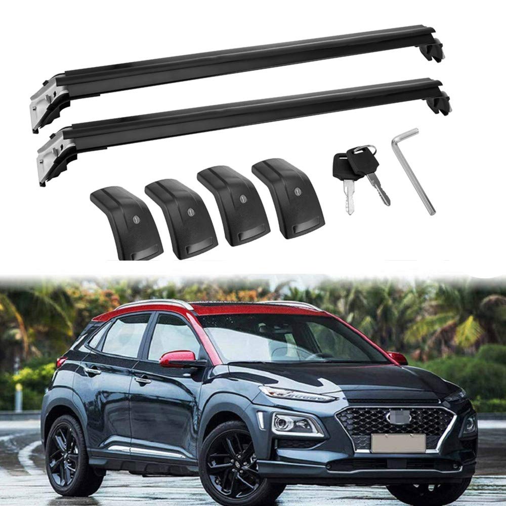 MotorFansClub Crossbars Fit for Hyundai KONA 2018 2019 Lockable Baggage Luggage Racks Roof Racks Rail Cross Bar (2 PCS)
