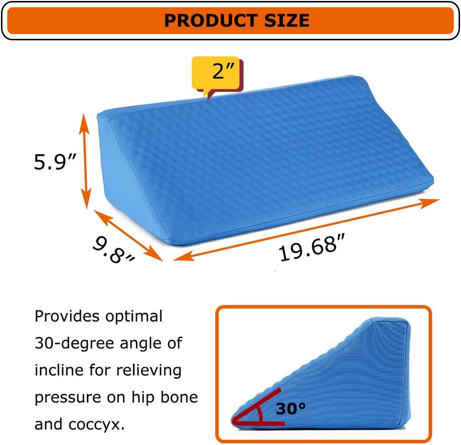 NEPPT Wedge Pillows for Sleeping Bed Gel Wedges Body Positioners 30 Degree Incline Wedge Pillow for Adults, Back Pain, Bed Sore Medical Foam Elevated Legs Bolster (Blue-Gel): Home & Kitchen
