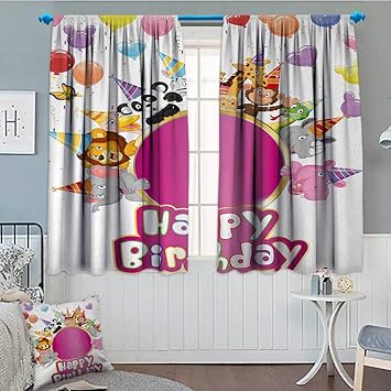 Amazon Com Kids Birthday Blackout Window Curtain Baby Safari