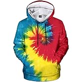 Bombline Mens Tie Dye Hoodie Pullover Hoody Hooded Sweatshirt, Tie Dye Hoodies for Men