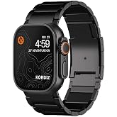 KORDIZ Titanium Band T01 Max for Apple Watch Ultra 4/3/2/1 49mm &amp; Series 12/11/10 46mm, DLC Coating Anti-Scratch Ultra 3 Band with Small-Link Design, Secure Deployant Clasp Band for Men (Black Titanium)