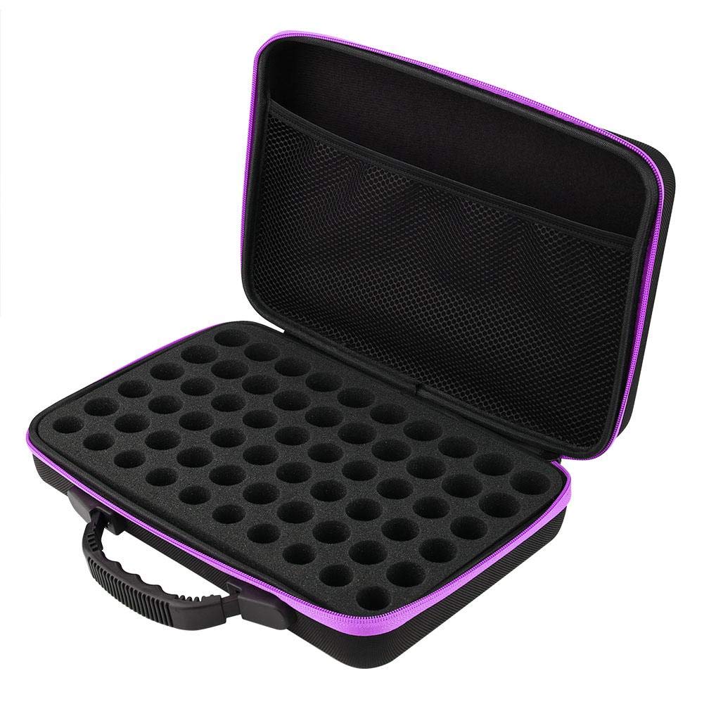 Essential Oil Carrying Case, 60 Bottles Hard Shell Storage Organizer Travel Bag with Handle, for 5ml 10ml 15ml Vials