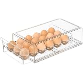 Egg Storage for Refrigerator, Stackable 18 Egg Holder for Fridge, BPA Free Refrigerator Organizer Bins, Transparent Egg Dispenser