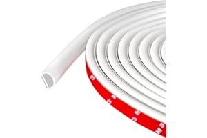 PROTALWELL Weather Stripping Door Seal Self Adhesive Door Weather Strip Silicone D Shaped Seal Strip for Door Frame/Window Seal, 20Ft, White (3/8" W × 1/4" T)