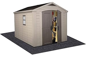 Meitola Outdoor Storage Shed Mat，Waterproof and Dustproof Outdoor Carport Mat—Backing Prevents Liquid Penetration，Soft Material, Patio Furniture Mat，Non-Slip ，Washable ,Black (8' x 8')