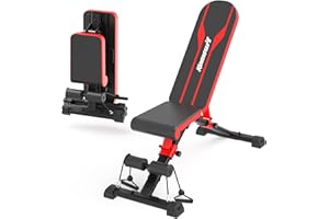 KOMSURF Weight Bench, Adjustable Workout Bench, Exercise Bench Press for Home Gym, Foldable Equipment Body Gym System, Strength Training Bench for Full Body Workout