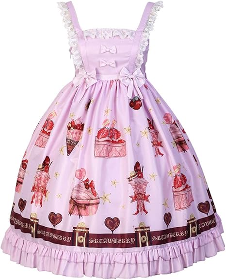 Amazon パーティー日常lolita洋服jskゴスロリop お茶会ワンピース キャミソール コスプレワンピース 人形師 ドレス ロリィタ 膝丈 ロリータファッション ロリータ服 クラゲ 森ガール レディース フリルレース 可愛いお嬢様姫系 少女ワンピ 撮影用 蝶結び リボン 学生服