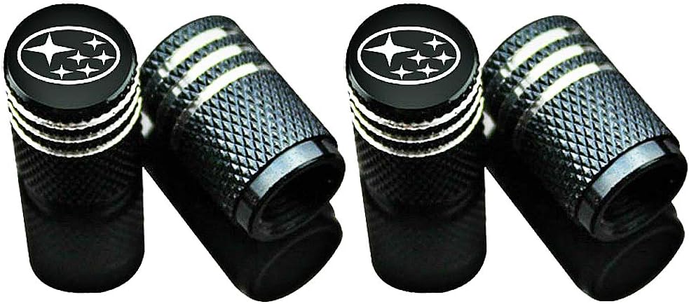 EVPRO Valve Stem Caps for Car Tire Decorative 4 Pack Black Fit Subaru Accessories