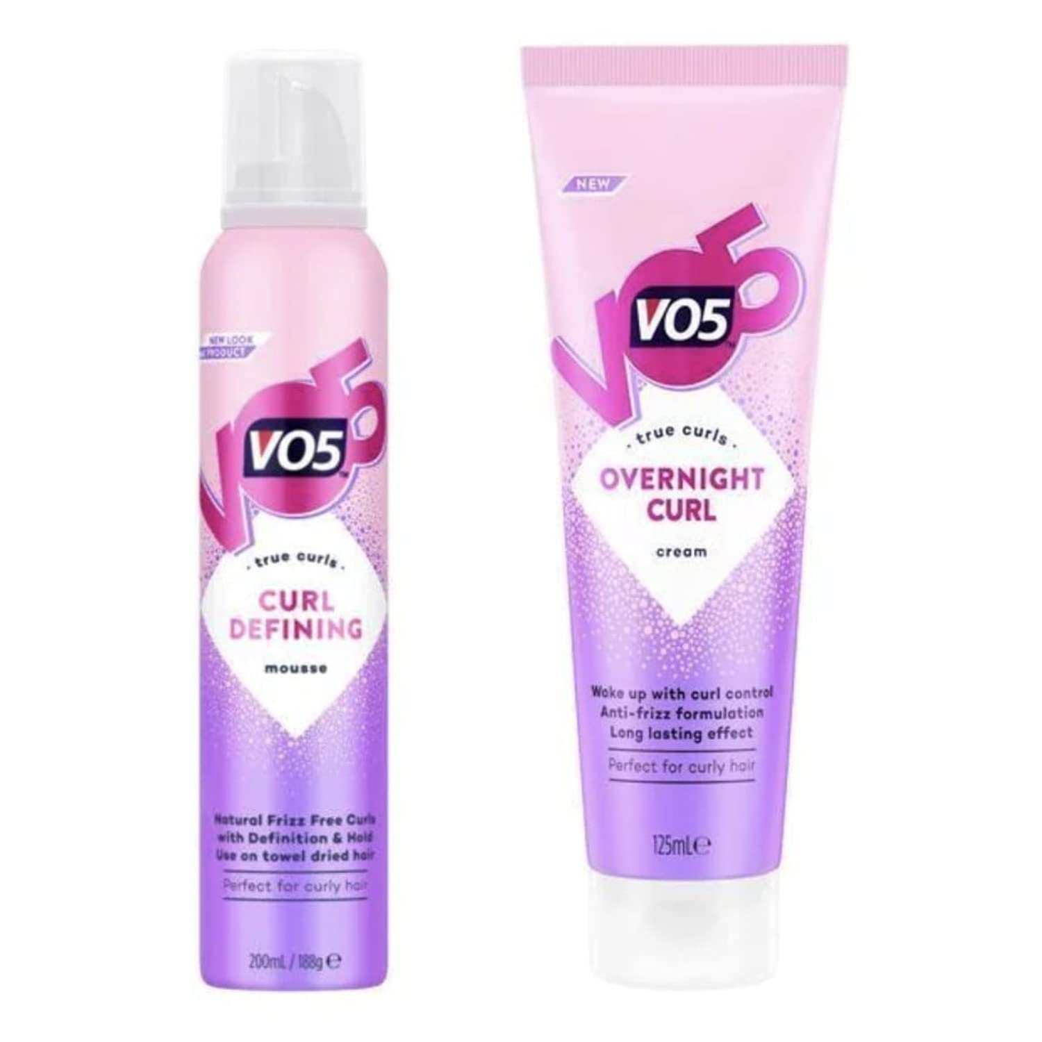Vo5 Smoothly Does It Curl Defining Mousse 200ml and Enhance Cream Overnight Curl 125ml Set