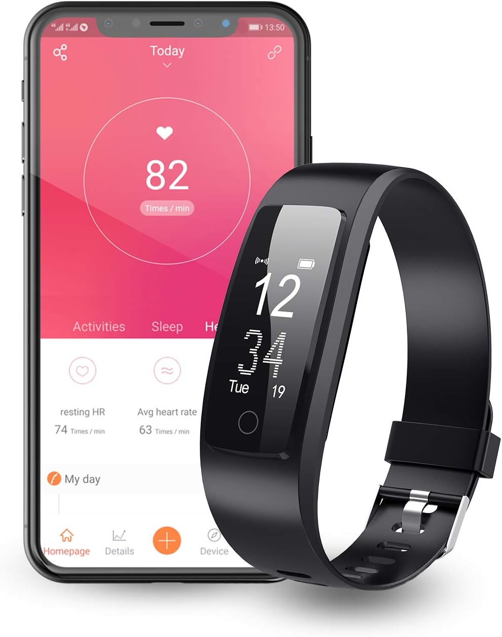 DBPOWER Activity Tracker Heart Rate Monitor, IP67 Waterproof Fitness Tracker with Step Tracker,Sleep Monitor Calorie Counter,Pedometer Watch for Women,Men, Kids and Gift