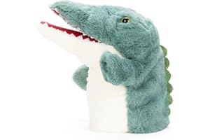 PlushLiAi Ventriloquist Hand Puppet Crocodile Plush Puppets for Kids, Green, 10"