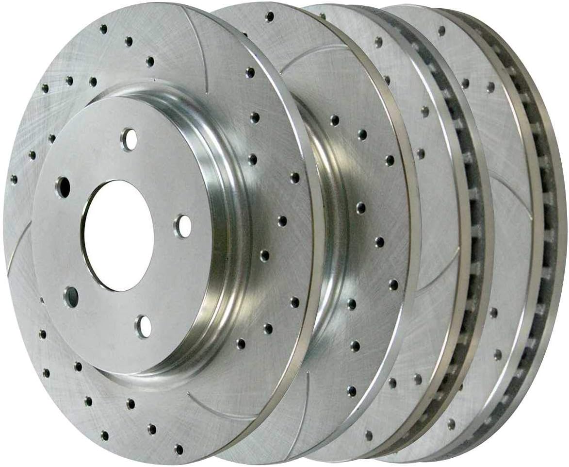 AutoShack BRKPKG039081 Set of 4 Front and Rear Drilled and Slotted Disc