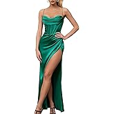 ZAFUL SPORTS Womens Slip Satin Maxi Dress Sexy High Slit Backless Lace Up Elegant Wedding Guest Corset Dresses