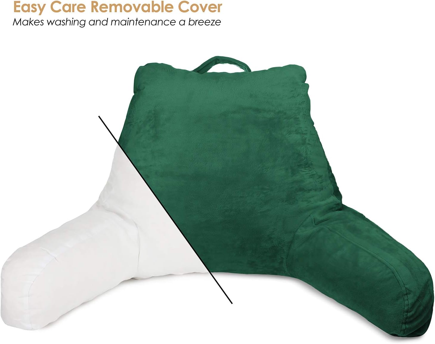 Clara Clark Bed Rest Reading Pillow with Arms and Pockets for Kids Teens & Adults-Premium Shredded Memory Foam, Medium, Hunter Green: Home & Kitchen